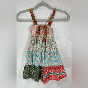 Matilda Jane Serendipity Ruby Ellie Dress Knot Straps Kids Girls 4 Mixed Print